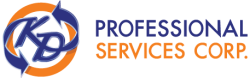 A logo for the company Kustom Design which provides professional business financial services. It consists of the letters K and D sorrounded by an orange circle and two blue arcing arrows
